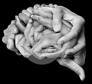 Hombre cerebro hecho manos 